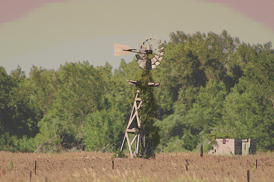 Nebraska Farm Life - Lone Windmill Photograph by Colleen Cornelius