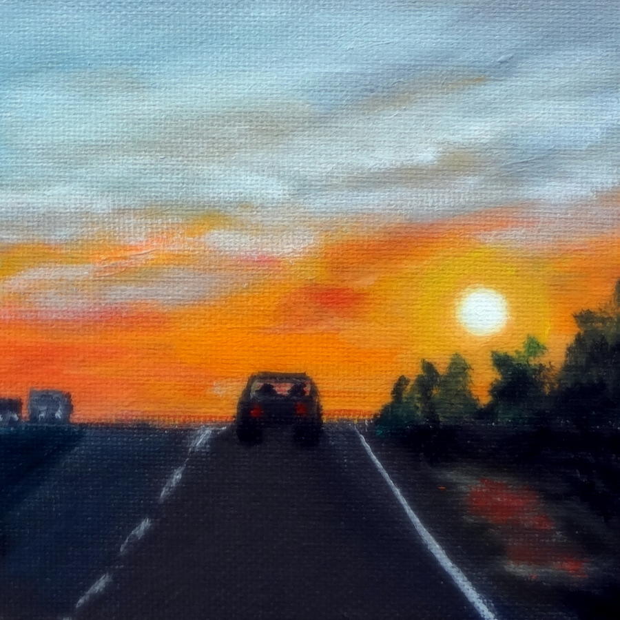 Nebraska Highway Painting by Katy Hawk