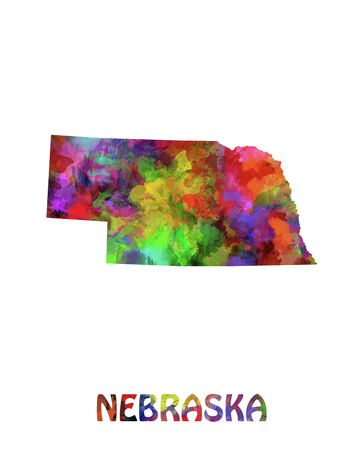 Nebraska Map Watercolor Digital Art