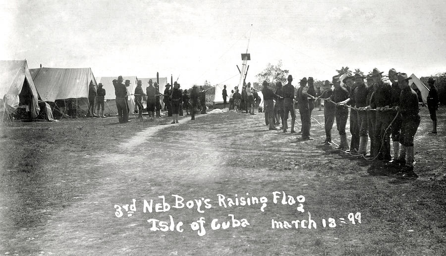 Nebraska Soldiers Raising Flag Spanish American War Photograph by Marilyn Hunt