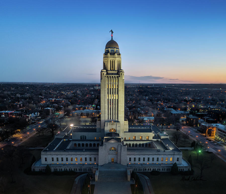 Nebraska State Capitol at Sunset Photograph by Mark Dahmke