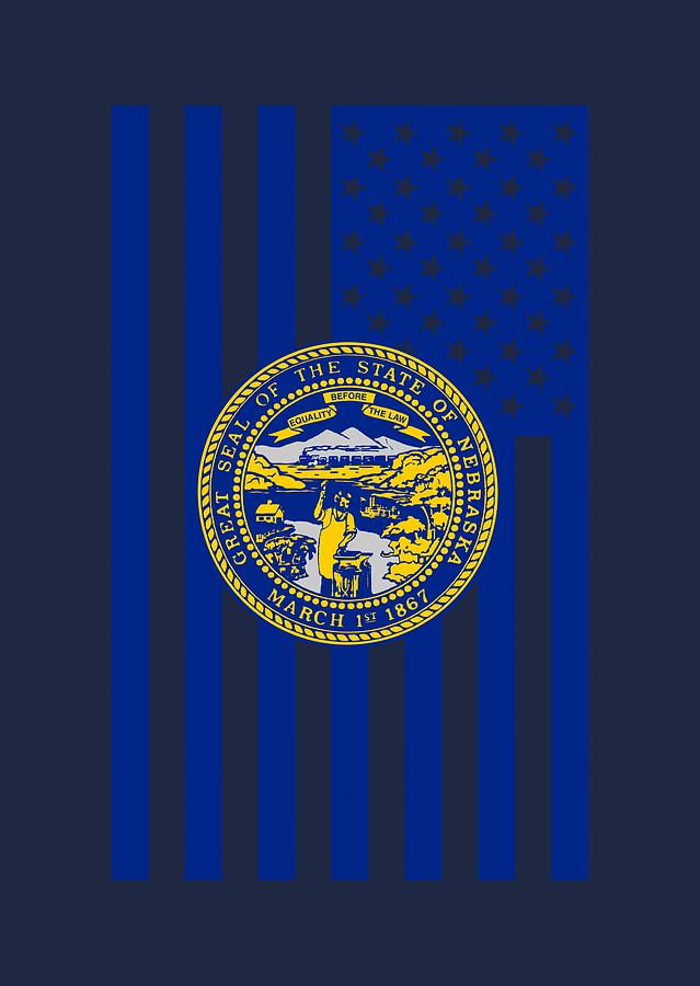 Nebraska State Flag Graphic USA Styling Digital Art by Garaga Designs