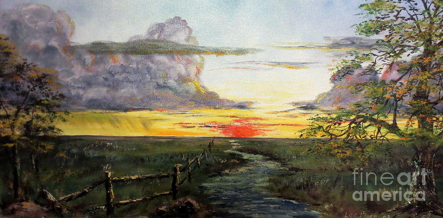 Nebraska Sunset Painting by Lee Piper