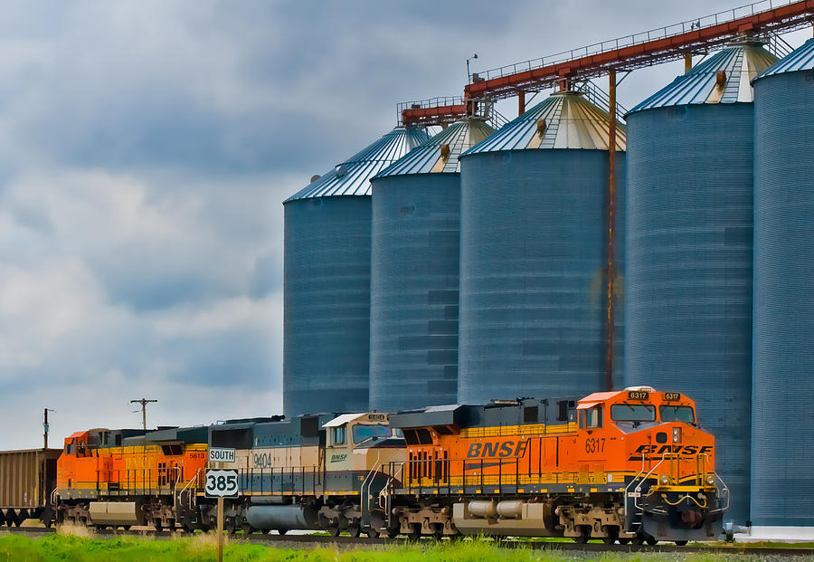 Nebraska Wheat Silos and BNSF Trains Photograph by Ginger Wakem