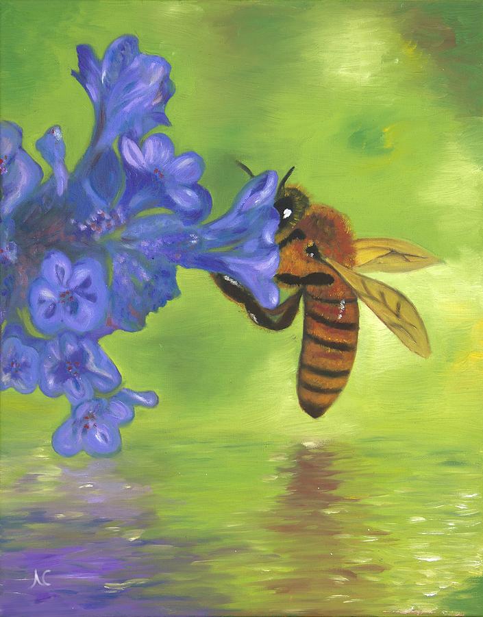 Nectar of Life - Honeybee Painting by Neslihan Ergul Colley