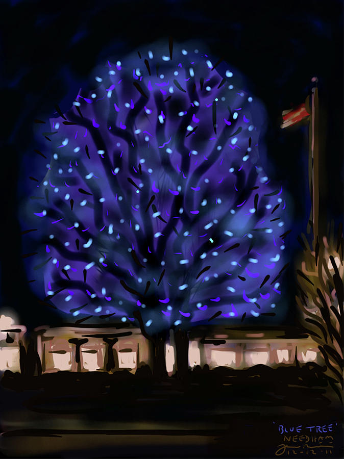 Christmas Painting - Needhams Blue Tree by Jean Pacheco Ravinski