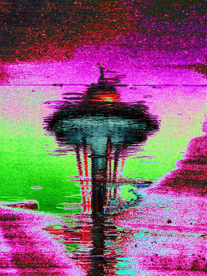 Seattle Digital Art - Needle in a Raindrop Stack by Tim Allen