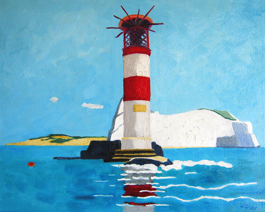 Lighthouse Painting - Needles Lighthouse by Lesley Giles
