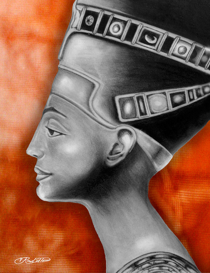 Nefertiti Drawing by Vernon Rowlette