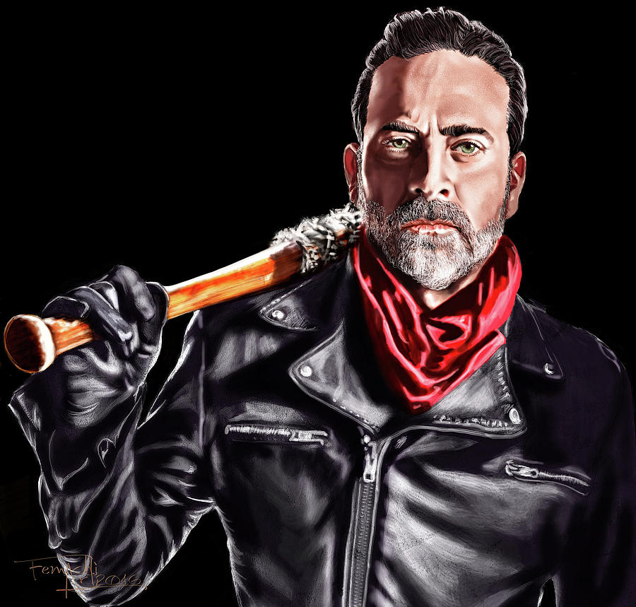 Negan The Walking Dead Digital Drawing Painting by Femchi Art Pixels