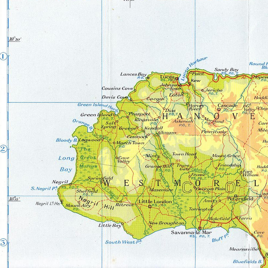 Beach Digital Art - Negril Jamaica Map by Brandi Fitzgerald