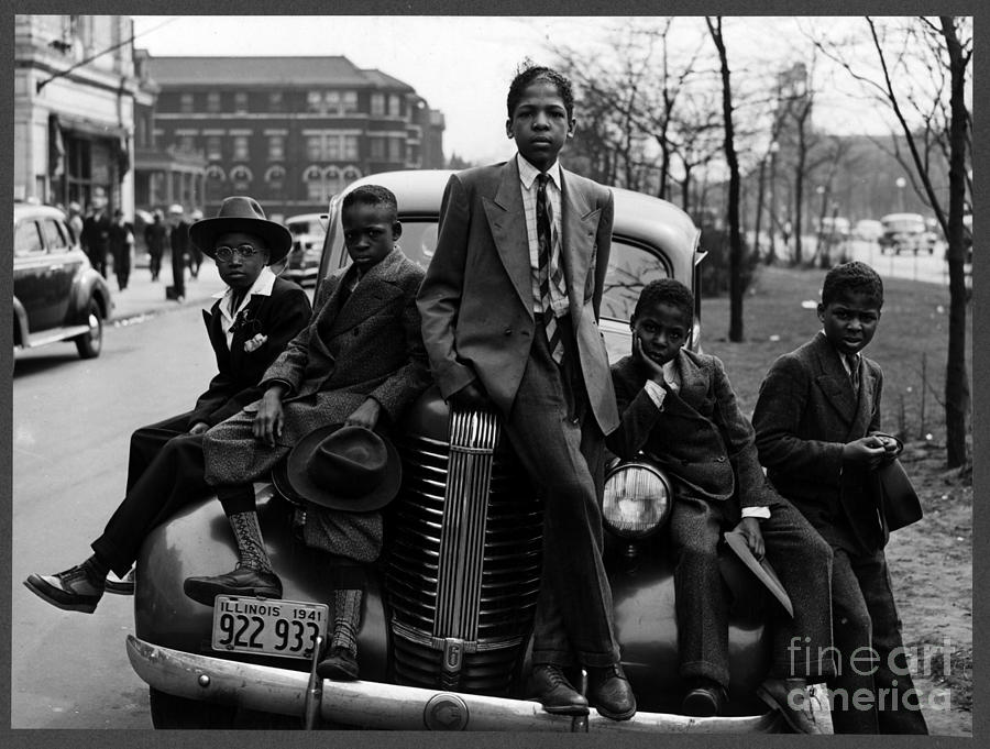 Chicago Photograph - Negro boys on Easter morning Southside Chicago Ill by Russel Lee