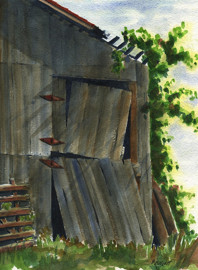 Architecture Painting - Neighbor Dons Old Barn 3 by Marsha Elliott