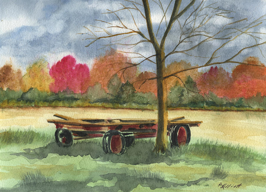 Farm Painting - Neighbor Dons Old Wagon by Marsha Elliott