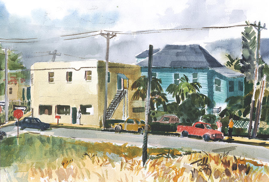 Neighborhood Corner Painting by Thomas Tribby