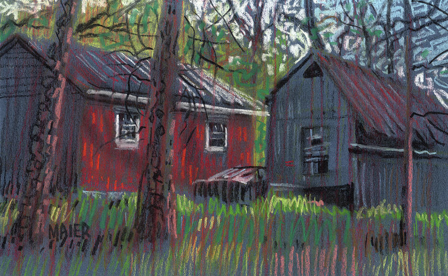 Neighbors Barns Drawing by Donald Maier