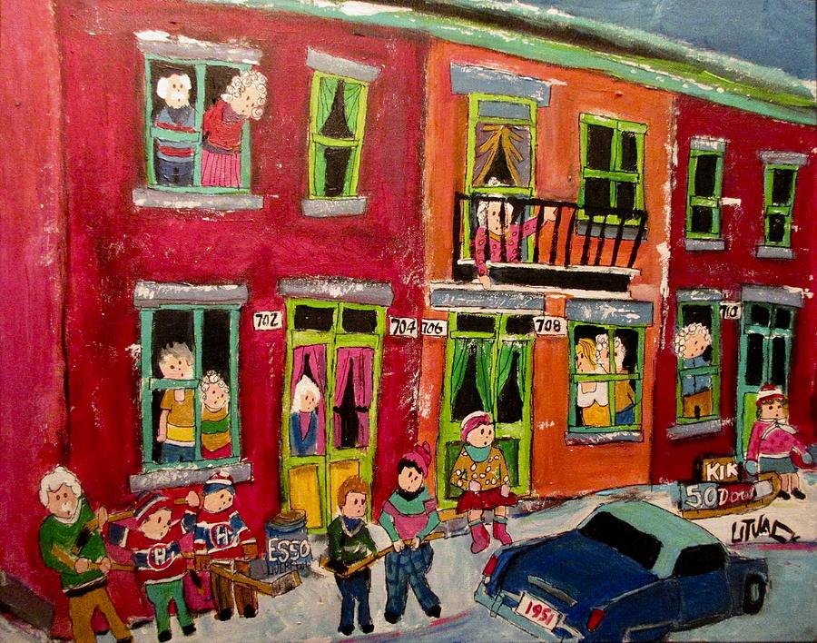 Neighbours Liverpool Row Houses in the Point Painting by Michael Litvack