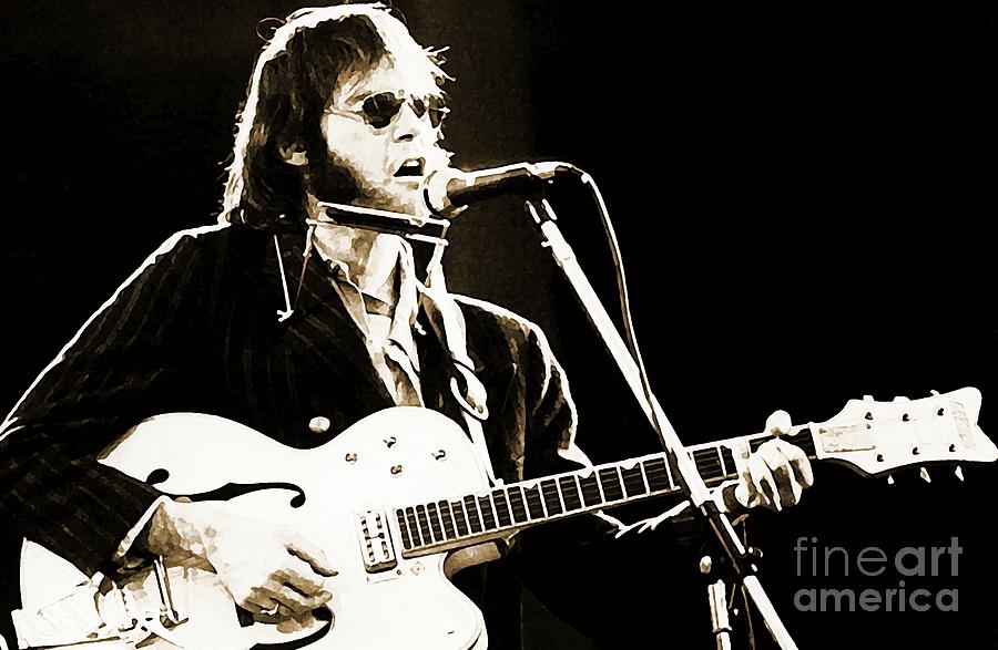 Neil Young Photograph - Neil on Guitar by John Malone