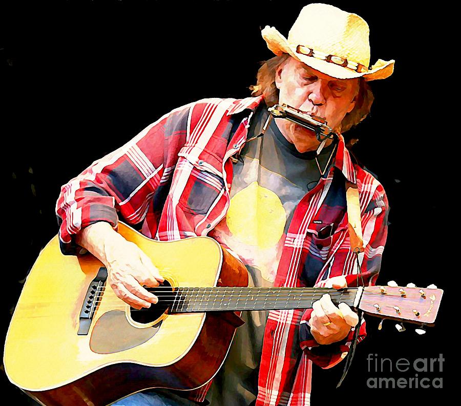 Neil Young Painting - Neil Young by John Malone