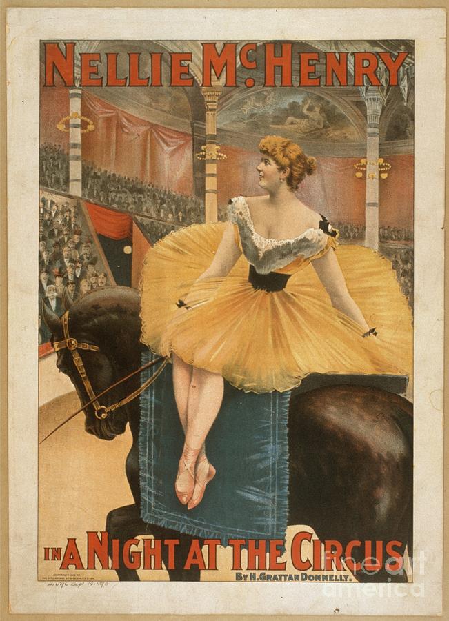 Nellie Mc Henry A Night at the Circus vintage poster Painting by Vintage Collectables