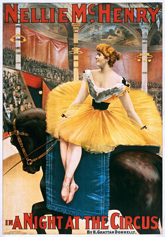 Nellie McHenry in A Night at the Circus, theatrical poster, 1893 Painting by Vincent Monozlay