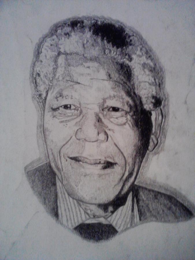 Nelson Mandela Drawing by Demetrius Washington