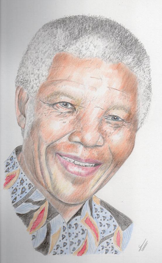 Nelson Mandela Drawing by Keith Miller