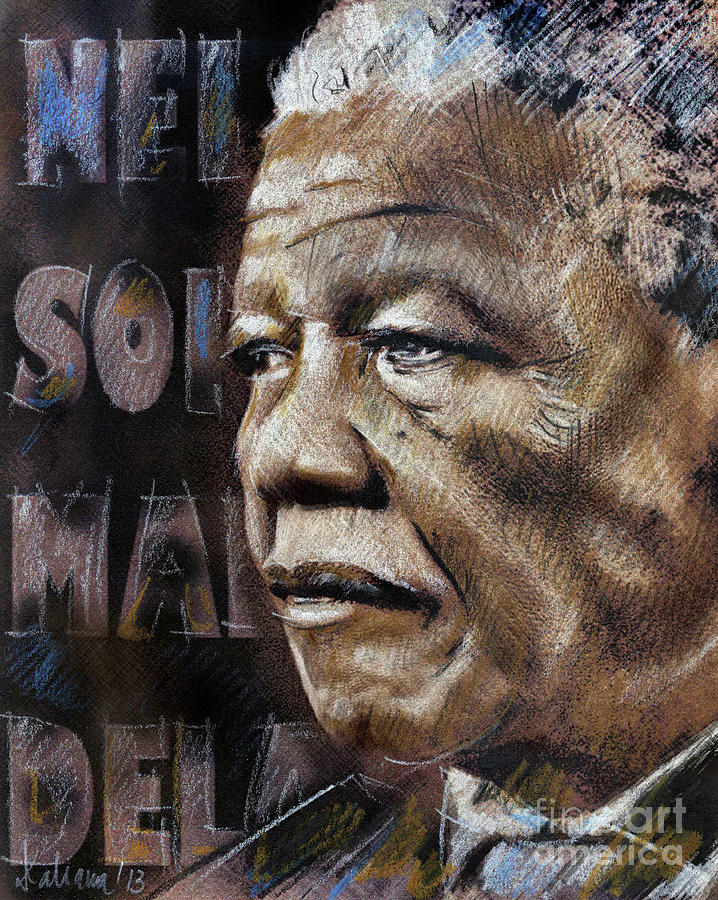 Nelson Mandela Tribute Drawing by Daliana Pacuraru