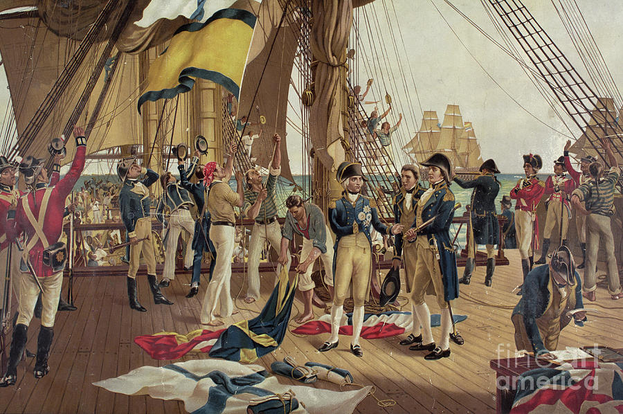 Flag Painting - Nelsons Last Signal at Trafalgar  by Thomas Davidson