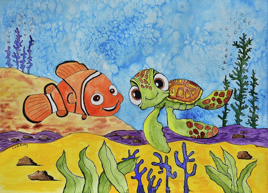Nemo and Squirt Painting by Linda Brody