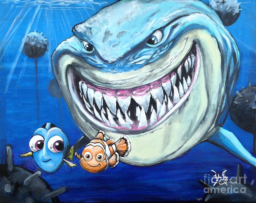 Nemo, Dory and Bruce Painting by Tyler Haddox