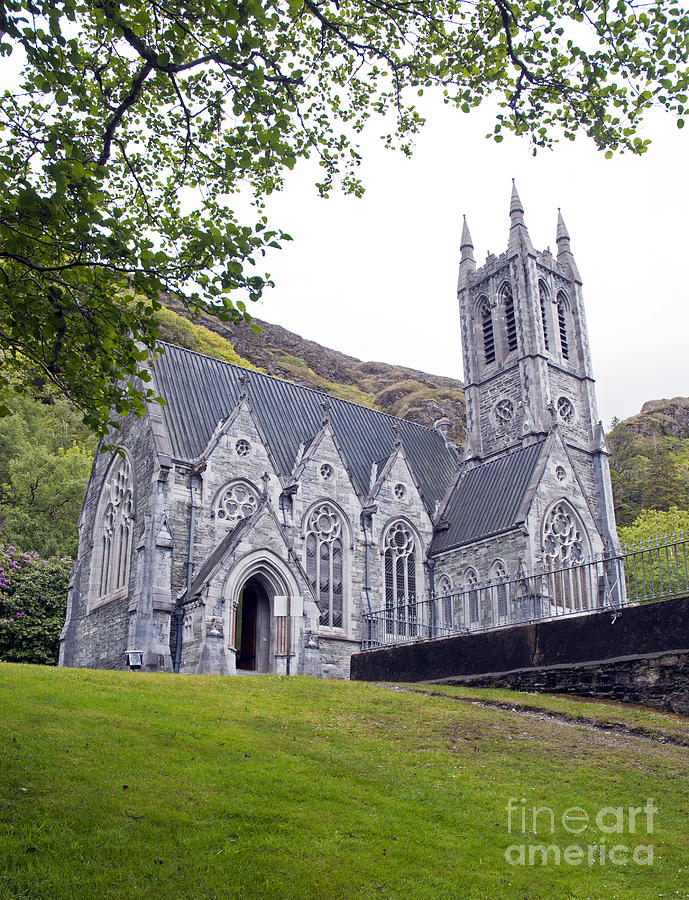neo-gothic church at Kylemore Abby Photograph by Cindy Murphy - NightVisions