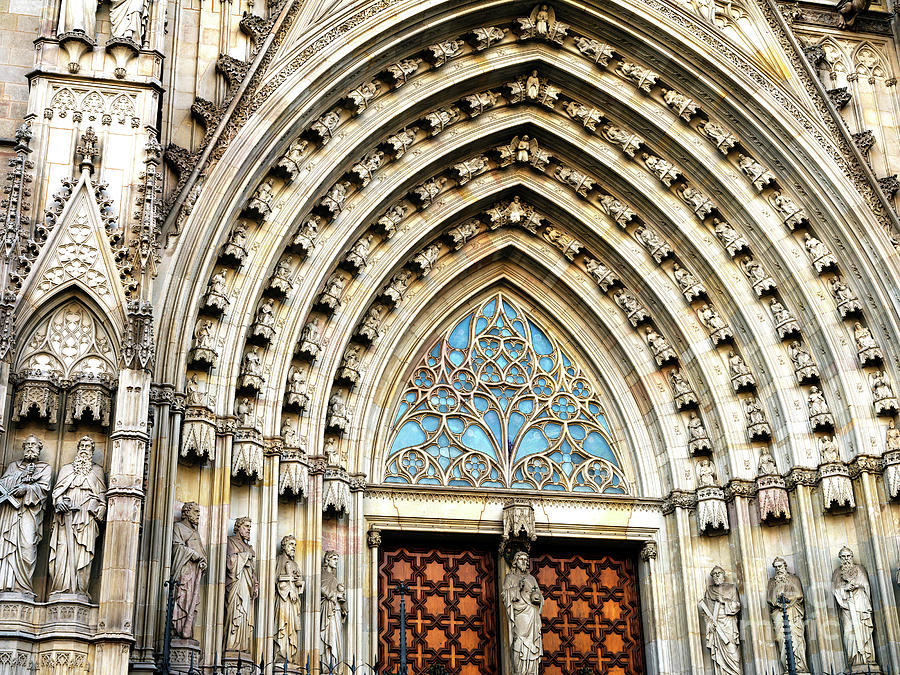 Neo-Gothic Facade at the Barcelona Cathedral Photograph by John Rizzuto