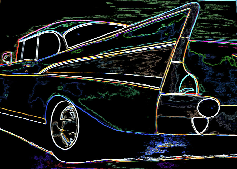 Neon 57 Chevy Bel Air Painting by Katy Hawk