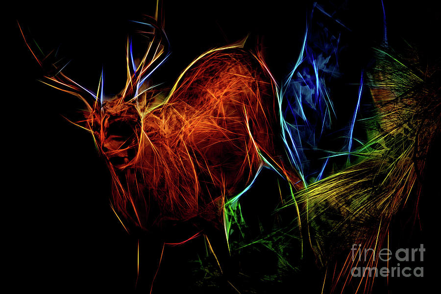 Neon Buck Digital Art by Ray Shiu