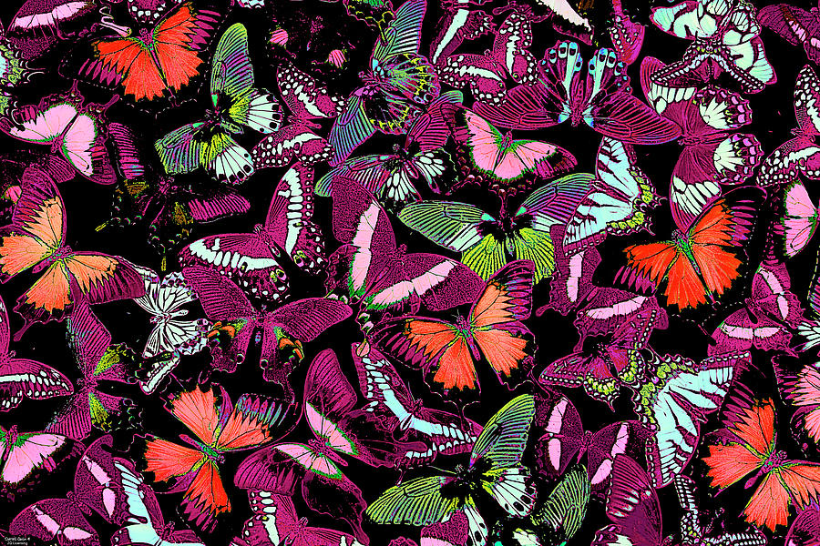 Neon Butterflies Painting by JQ Licensing