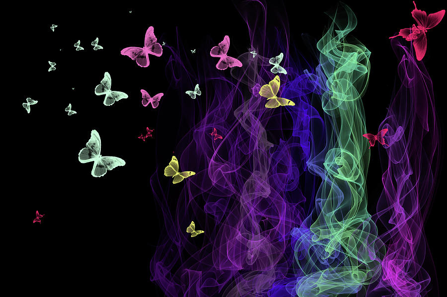 Neon Butterflies Photograph by Jenny Rainbow