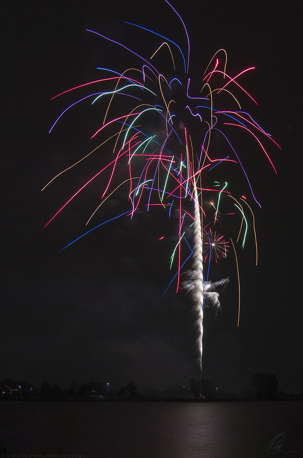 Neon Fireworks Display Photograph