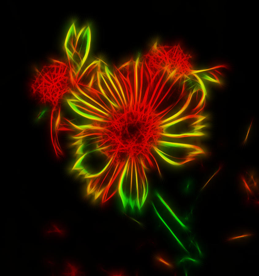 Neon flower Digital Art by James Smullins