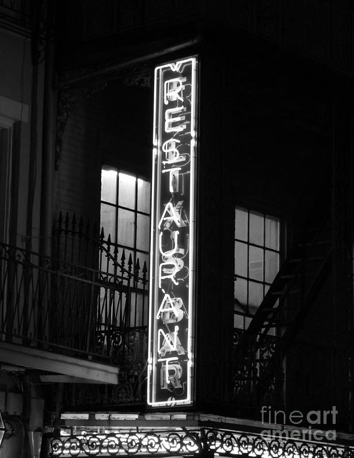 Neon French Quarter Bw Photograph