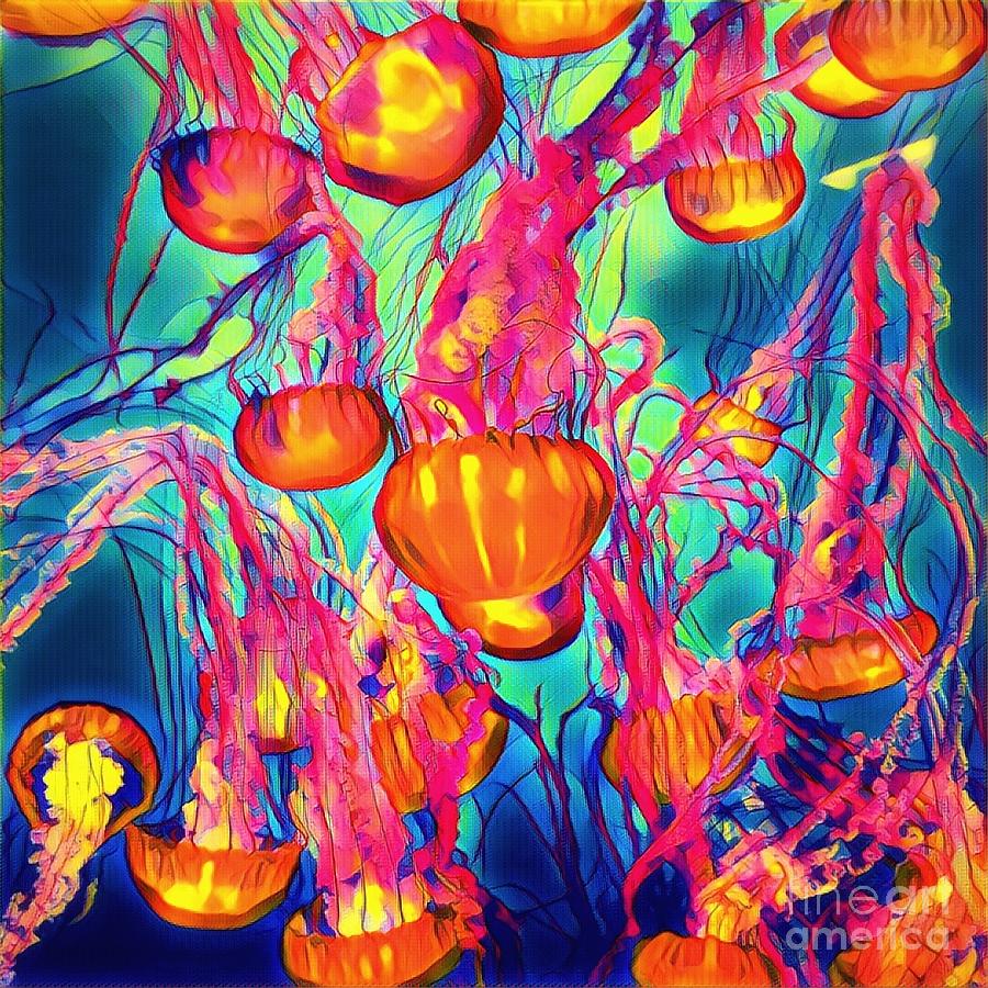 Neon Jellyfish Digital Art by Amy Cicconi