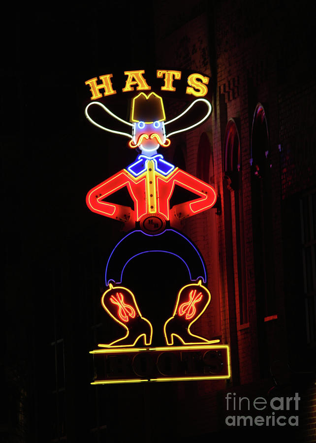 Nashville Photograph - Neon Lights of Nashville - Hats by Carol Groenen