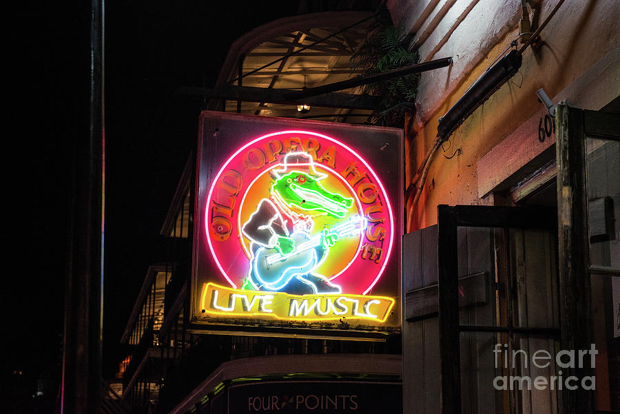 Neon Sign of Old Opera House Photograph by Bee Creek Photography - Tod and Cynthia