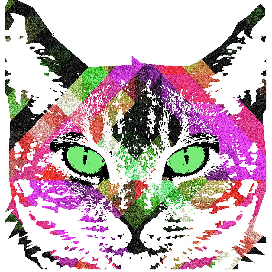 NEON Rainbow KITTY CAT Poster PRINT by Robert R Painting by Robert R Splashy Art Abstract Paintings