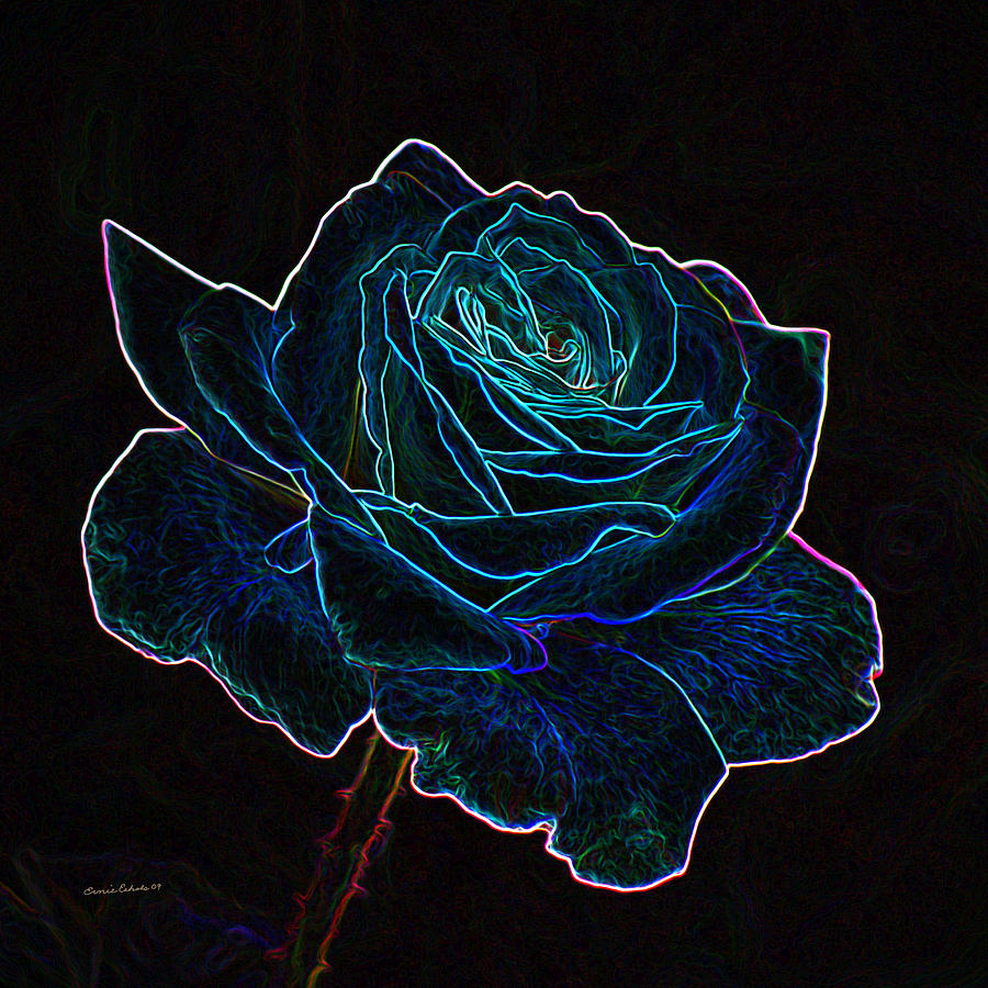 Neon Rose 3 Mixed Media by Ernest Echols
