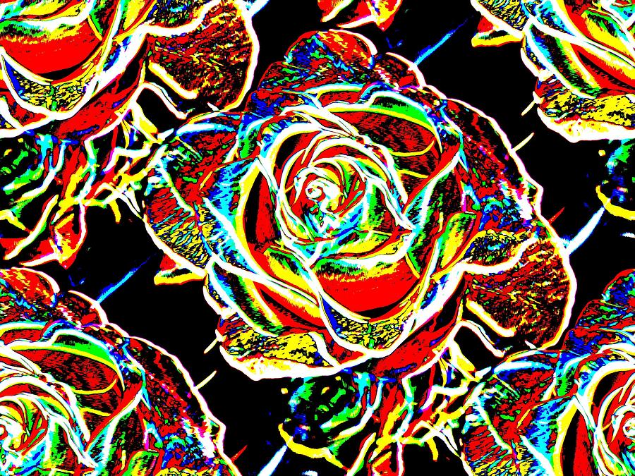 Neon Rose Digital Art by Tim Allen