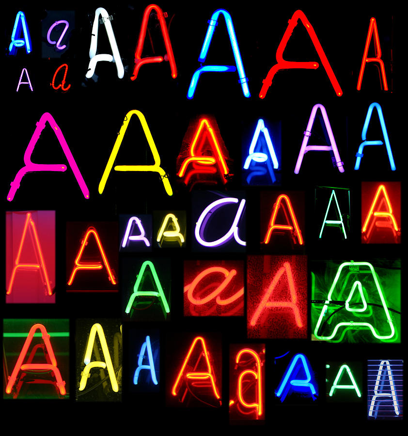 Coffee Photograph - Neon series letter A by Mike Ledray