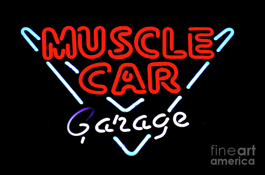 Neon Sign Muscle Car Garage Photograph by Bob Christopher