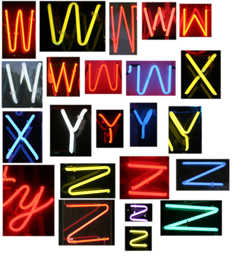 Neon sign series W through Z Photograph by Mike Ledray