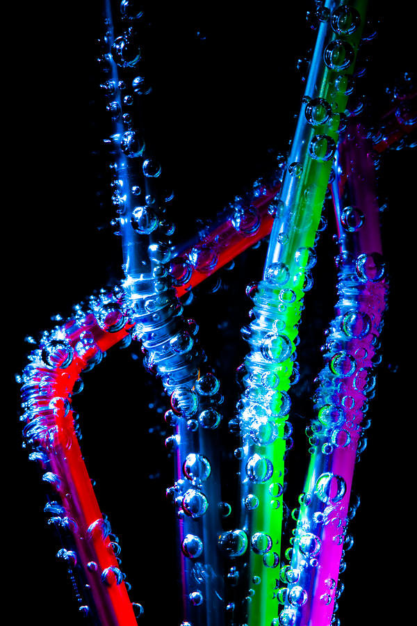 Abstract Photograph - Neon Sparkling Straws by Marc Garrido